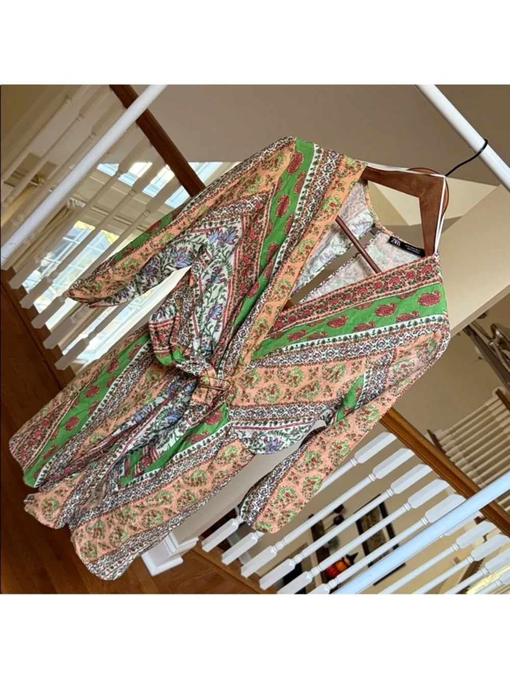ZARA printed linen blend romper
